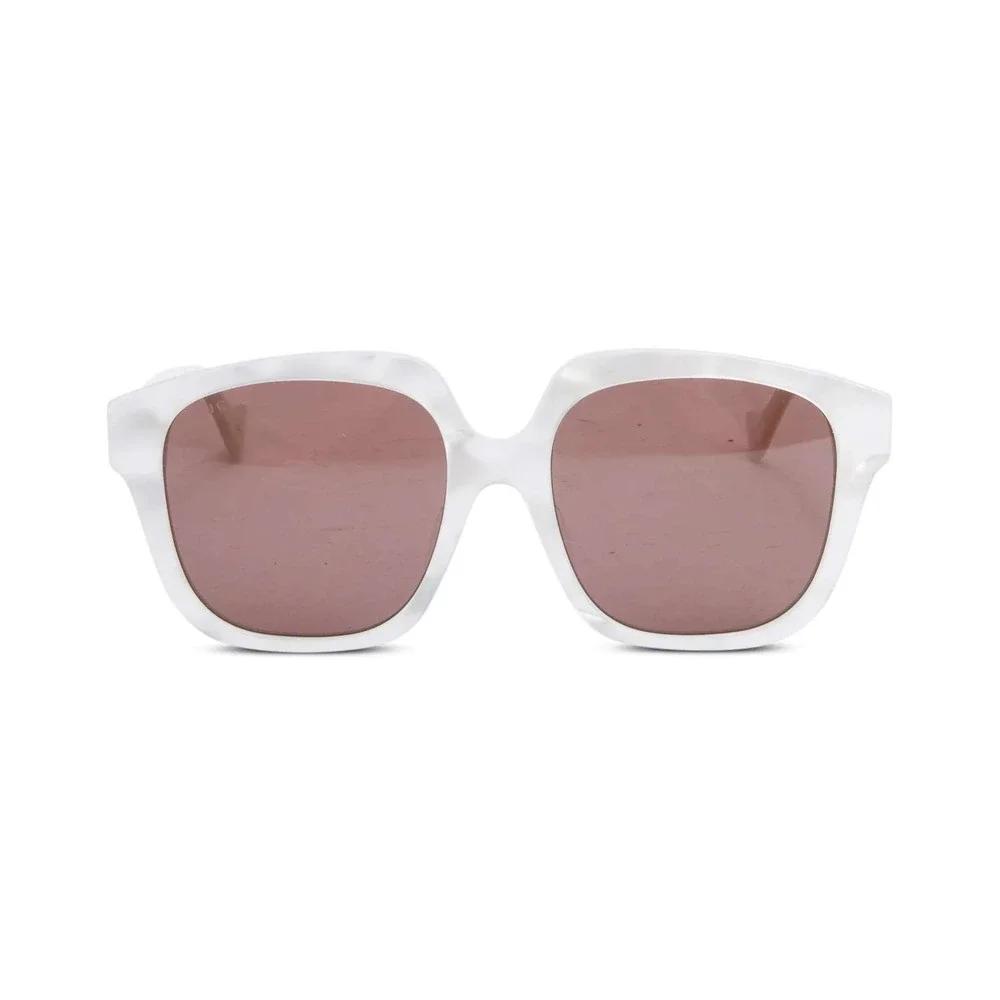 Gucci GG1376SA White Acetate 'Dans Le Vert ' Square Sunglasses w/ Case 55 18 145